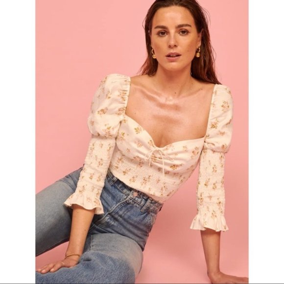 Reformation Haven Top in Mildred 100% Linen NWT - Picture 2 of 7